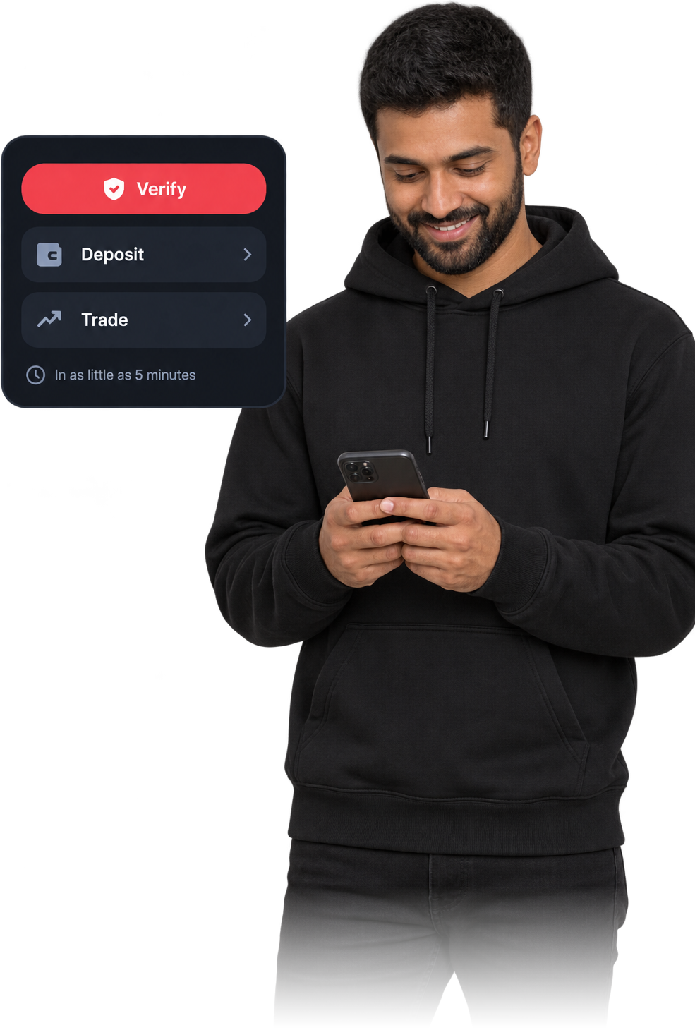 CrownFX trader verifying, depositing and trading from his phone in as little as five minutes