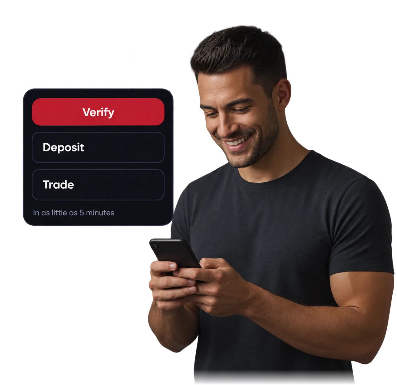 CrownFX trader verifying, depositing and trading from his phone in as little as five minutes